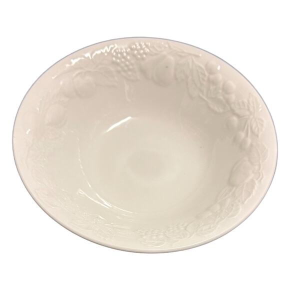 Gibson China Embossed Fruit Bowl Off-White 10 1/8” Ceramic Serving Dish - Picture 6 of 8